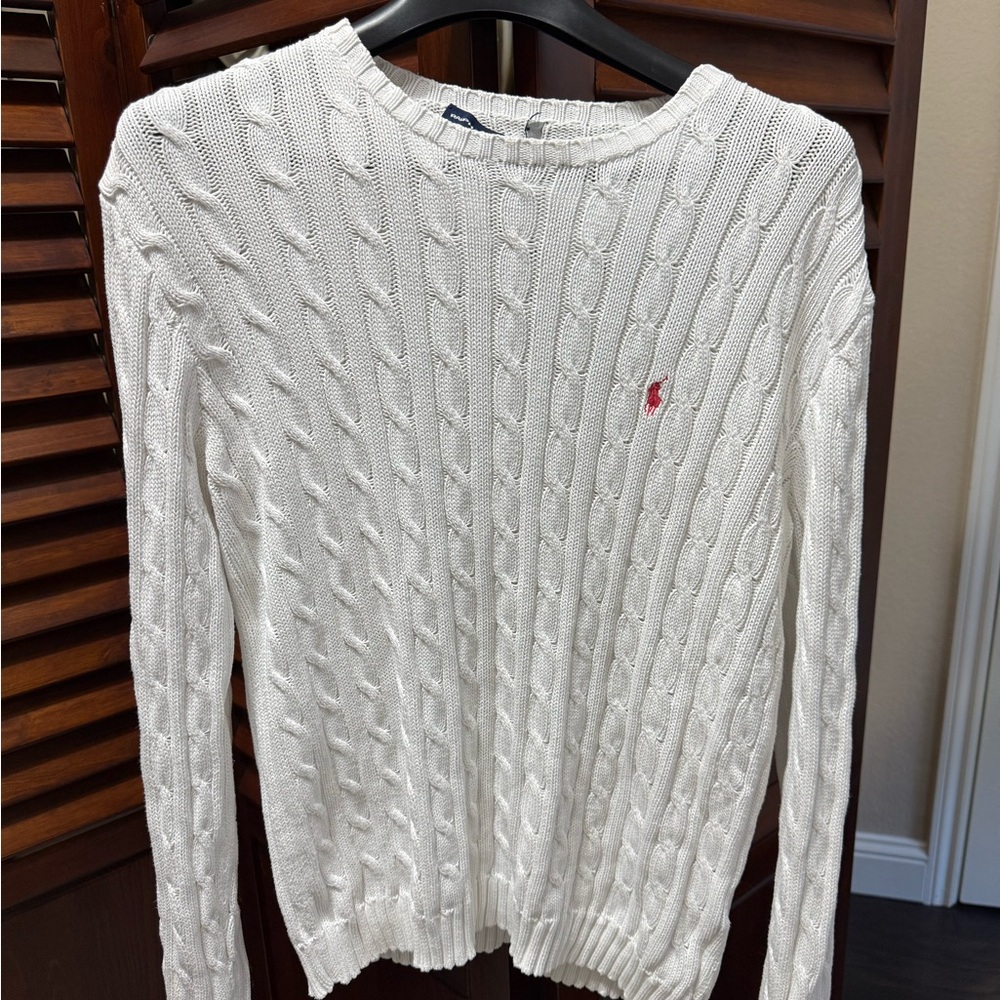 Ralph Lauren White Cable Knit Sweater